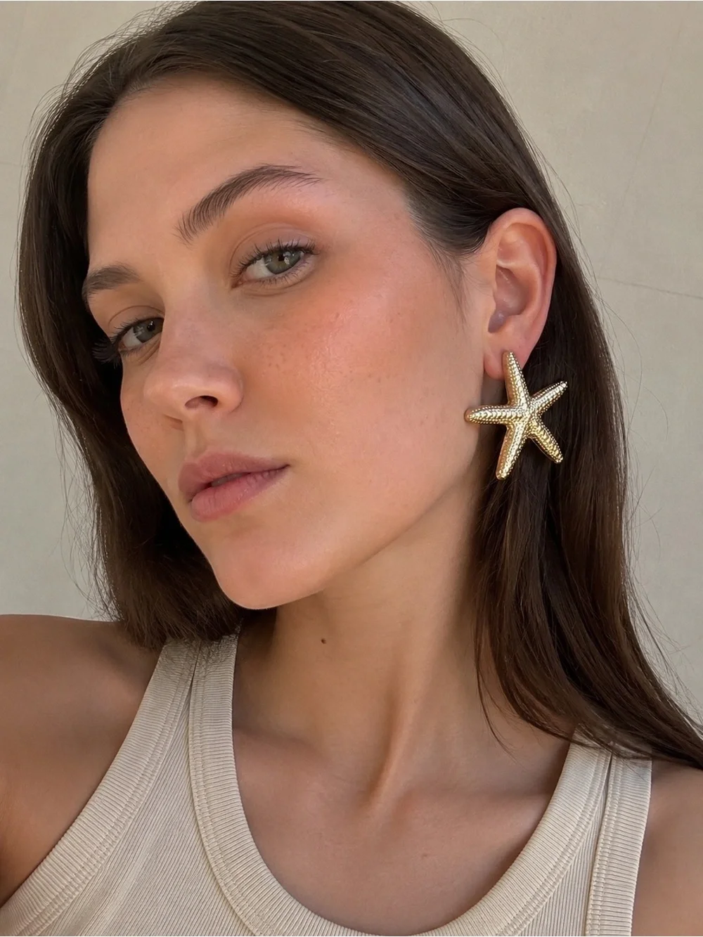 Gold Starfish Summer Earrings